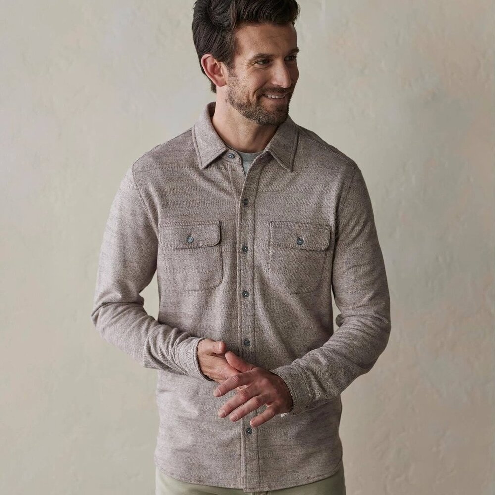 LIKE NEW The Normal Brand Textured Knitted Shirt - LARGE - Oxblood (Orig: $118)